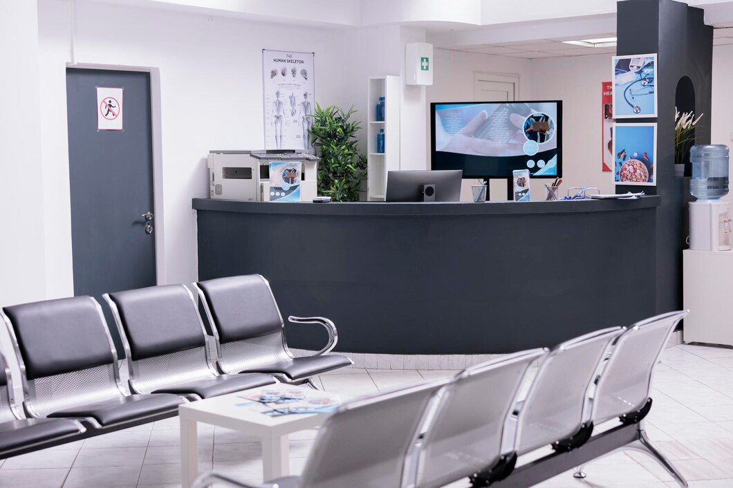 clean hospital waiting area