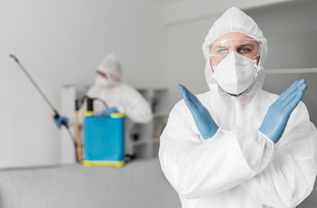 man with protective suit