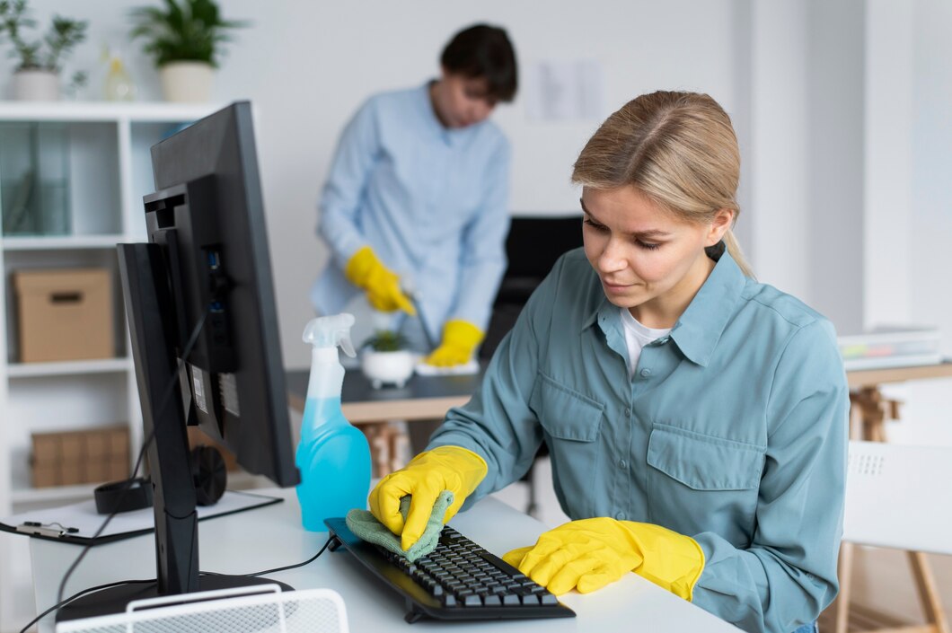 people taking care office cleaning
